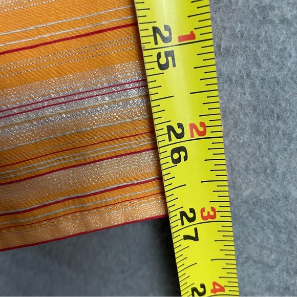 Vintage Flatiron Workshop 12 Snap Front Striped Blouse Orange Pink Shimmer USA - Picture 13 of 13